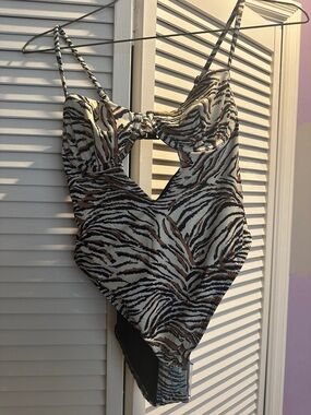 Women’s Animal-Print One-Piece Swimsuit - Brown, Black & White